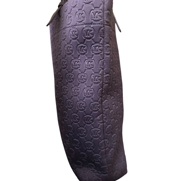 Michael Kors Signature Logo Embossed Neoprene Large Purple Tote - Picture 8 of 13